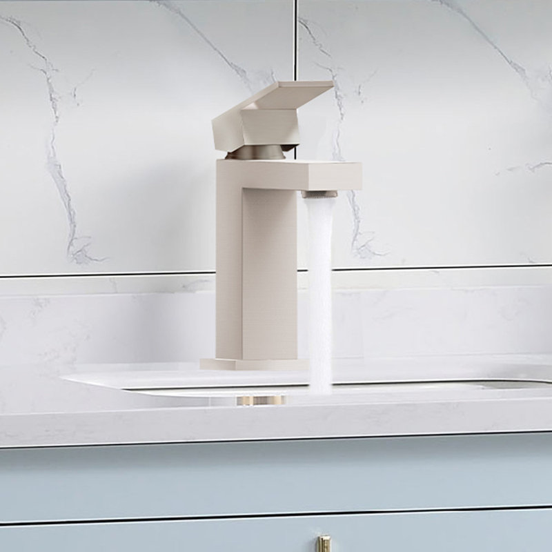Single Handle Bathroom Faucet with Pop-up Drain and Water Supply Hoses, Brushed Nickel