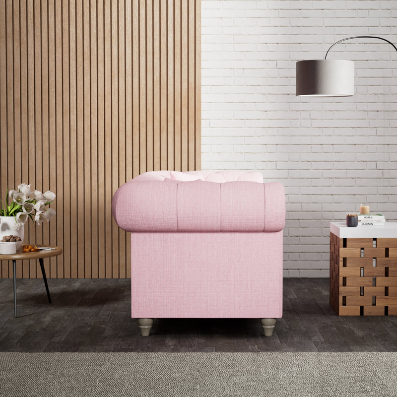 Ellrich 2 Seater Sofa, Pink, Walnut