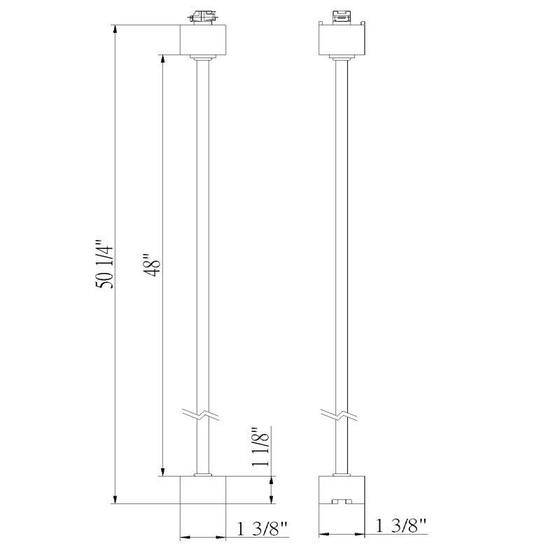 Tige d'extension, H 1,4 po x l 1,4 po x P 48 po, Blanc