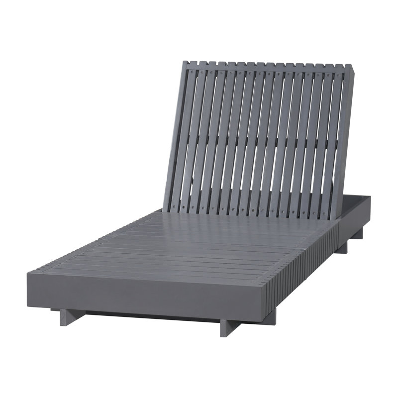 Méridiennes de patio réglables modernes, bois d'acacia massif, gris foncé