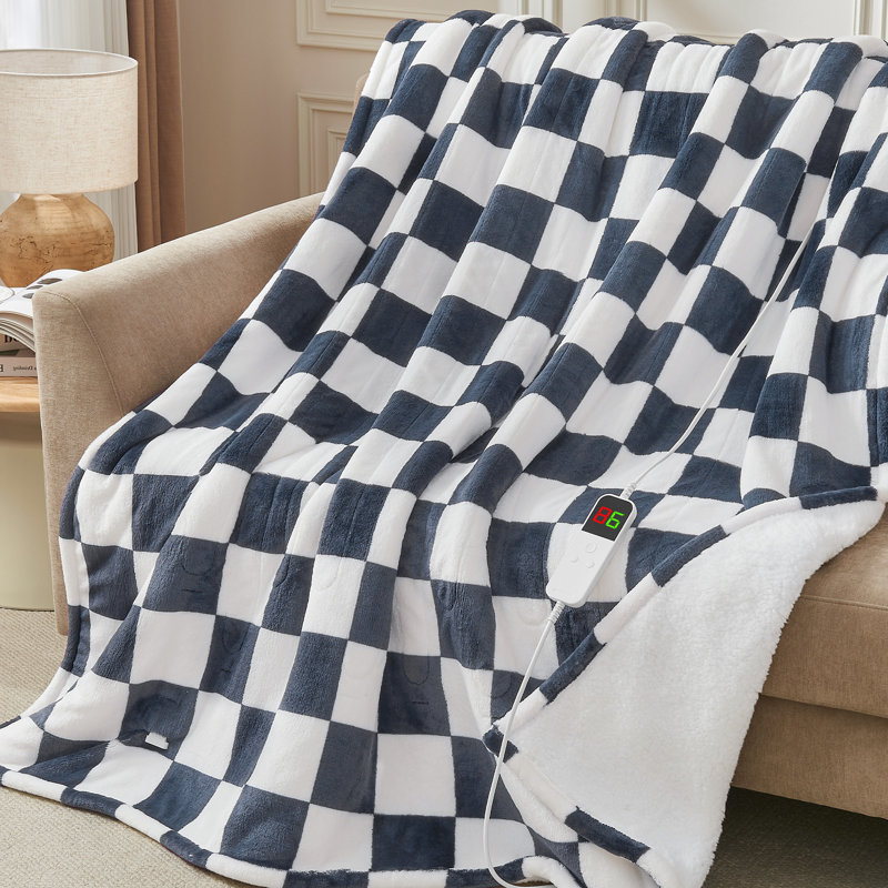 Couverture chauffante pour adulte Sherpa, Grand lit, Light Pink Plaid