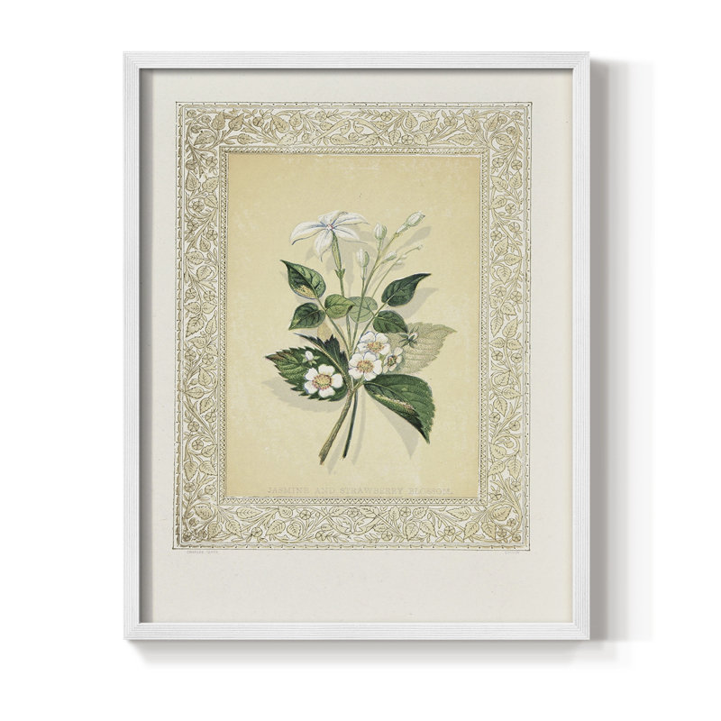 Impression florale rétro CXCII, bois massif, H 30 po x l 24 po, Blanc