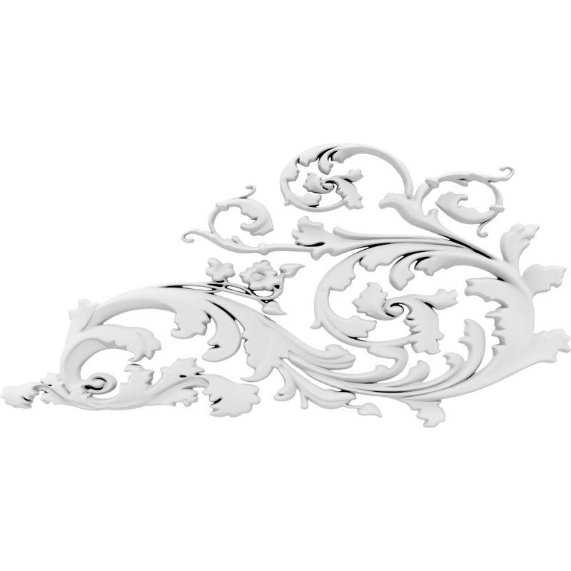 Fairfield Rosette Applique, 5" H x 10" L x 88" D, Droite