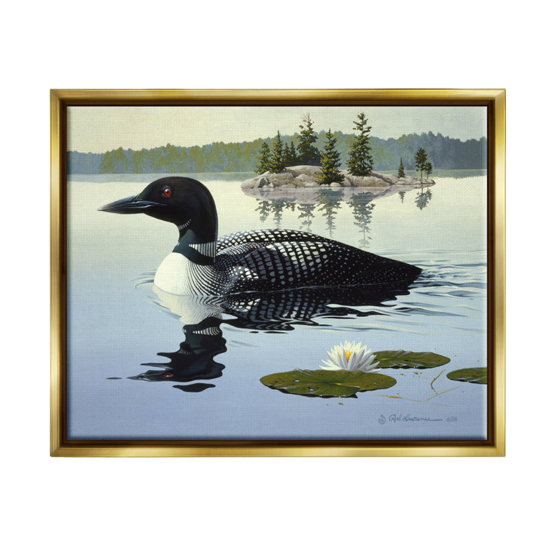 «Duck In Vast Pond», reproduction encadrée sur toile par Rod Lawrence, H 17 po x l 21 po x P 1,7 po