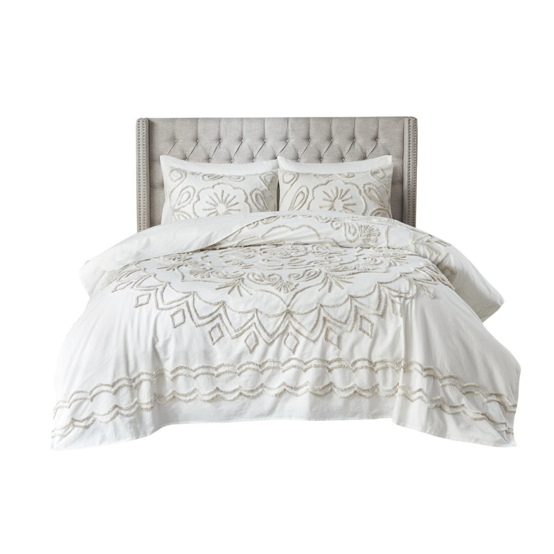 Full/queen /taupe Cotton Chenille Coverlet - 3 Home, Queen Coverlet + 2 Shams