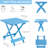 Blue Portable Solid Wood Patio Folding Table - For Backyard, Balcony Outdoor Wood, Portable,