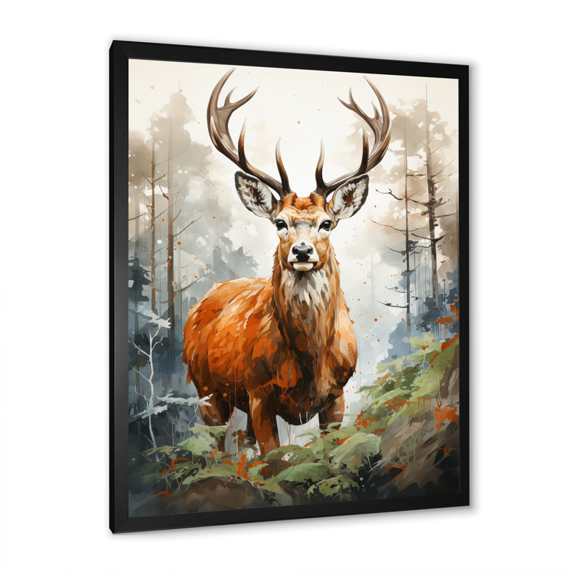 Deer Wonderers IV, Black Single Picture Framed, 32" H x 24" W x 1" D