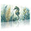 Animaux, hippocampes, fougères, feuilles, aquarelle, ensemble de 3 impressions sur toile-310439572