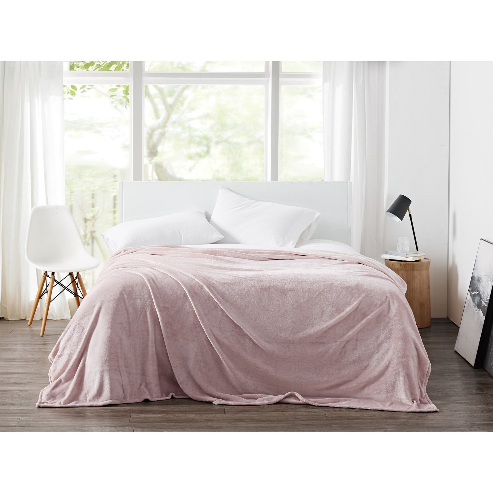 Balee Knitted Throw Blanket, Blush, 108" W x 90" L
