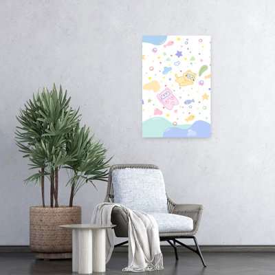 Playful Snorkel Cats Playful Whimsical Abstract Cat Fish Ocean Summer Wall Art Print 1 Piece Wrapped Canvas Wall Art