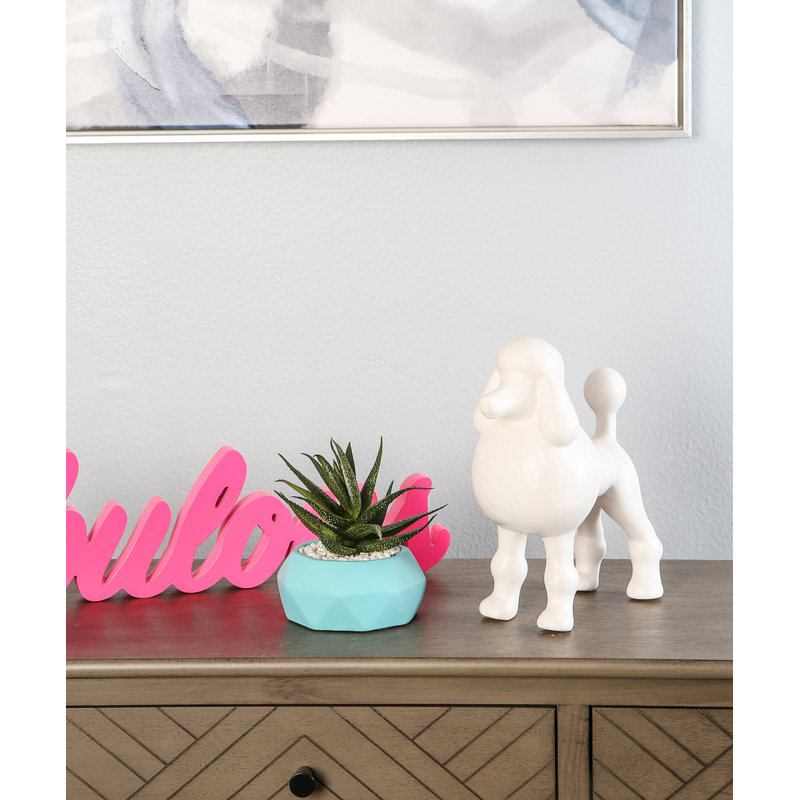 Figurine Rideau, Blanc mat, H 10 po x l 8,74 po x P 4,13 po, Caniche