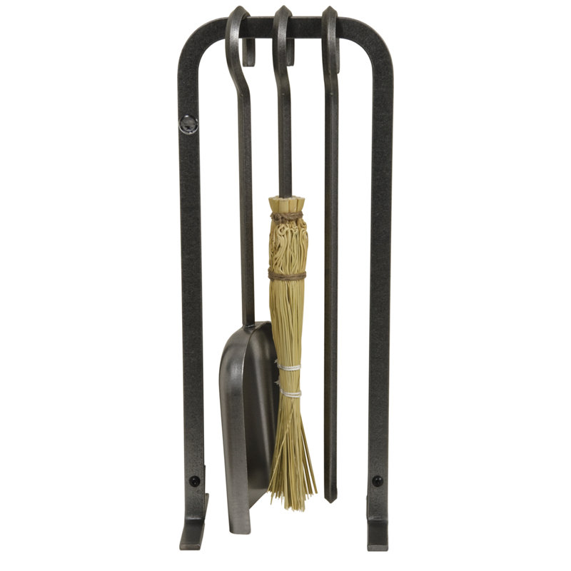 Handcrafted 4 Piece Steel Fireplace Tool Set, 18.75" H x 9.5" W x 5.5" D