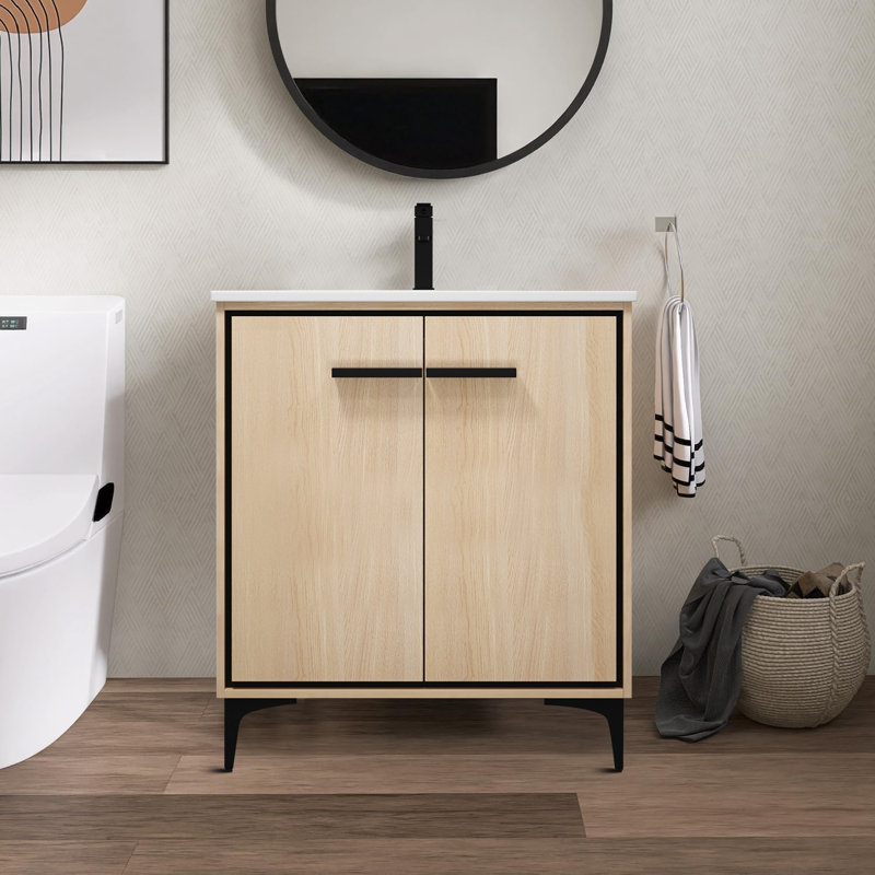 Partain 18.32 " W Free Standing Wall Mounted 1 Single Vanity Bathroom Vanity With Ceramic Top