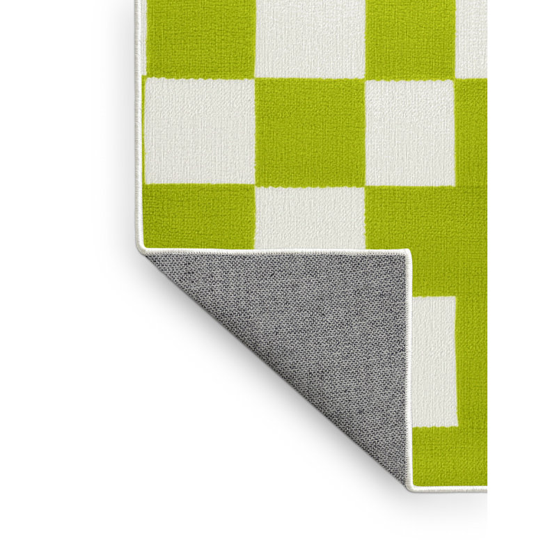 Tapis blanc à carreaux lavable à la machine, Rond 7 pi