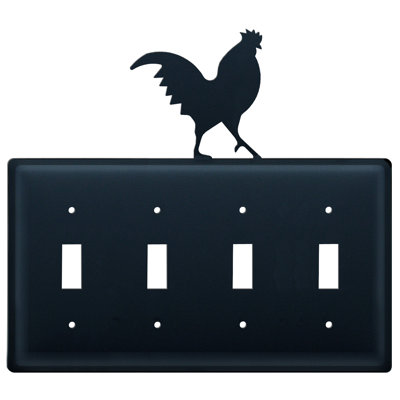 Rooster 4-Gang Toggle Light Switch Wall Plate