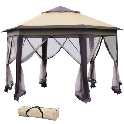 13' X Canopy With 6 Zippered Panels For Garden Parties Gazebo Mesh Sidewalls Weddings