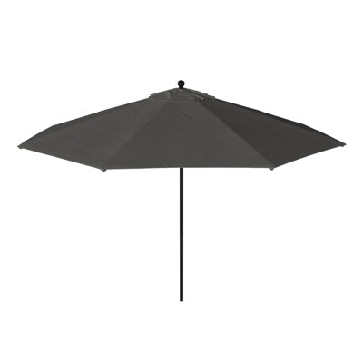 11 Foot Black Commercial Patio Umbrella With Fiberglass Ribs Pulley Lift In Charcoal Sunbrella