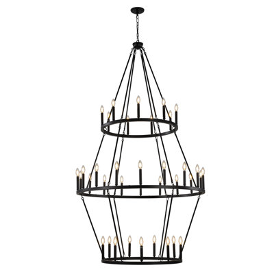 3 Tier Wheel-Shaped chandelier with E12 Base Bulb and 36 Lights