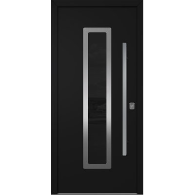 Porte d'entrée extérieure moderne en acier 36 po x 80 po - Inox SI