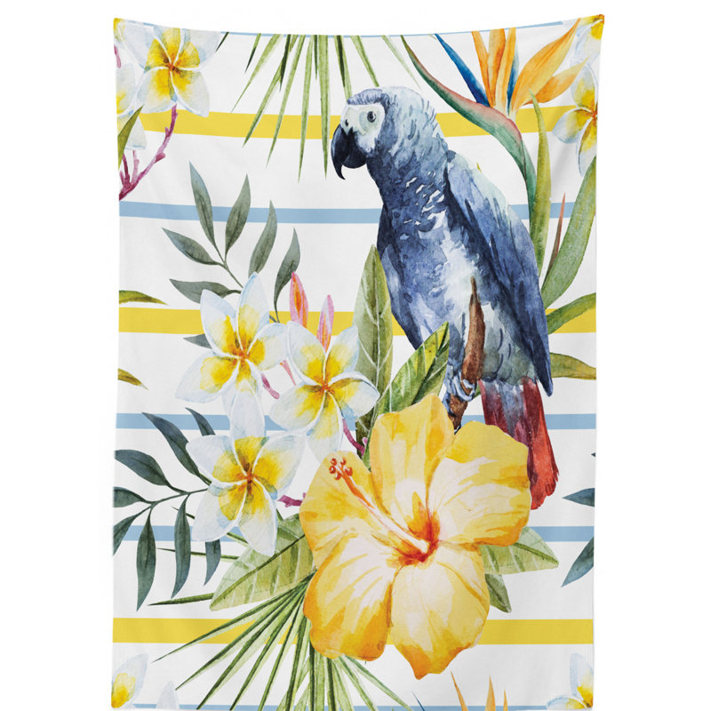Parrot Dining Room Kitchen Tablecloth, 84" L x 60" W