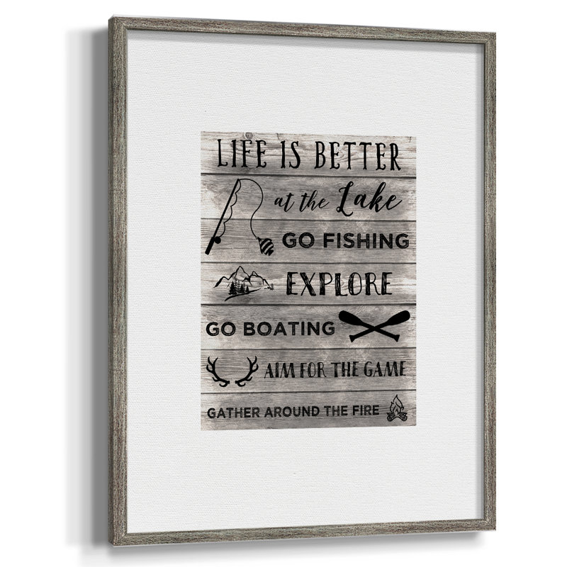 «Life is Better at the Lake», reproduction encadrée - bois massif, H 21 po x l 17 po