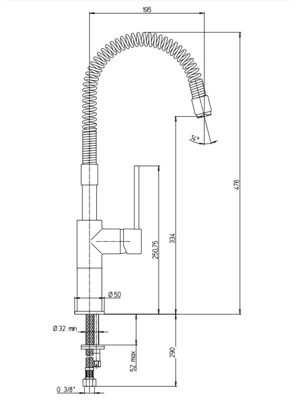 Piralla Cox Kitchen Faucet, Chrome