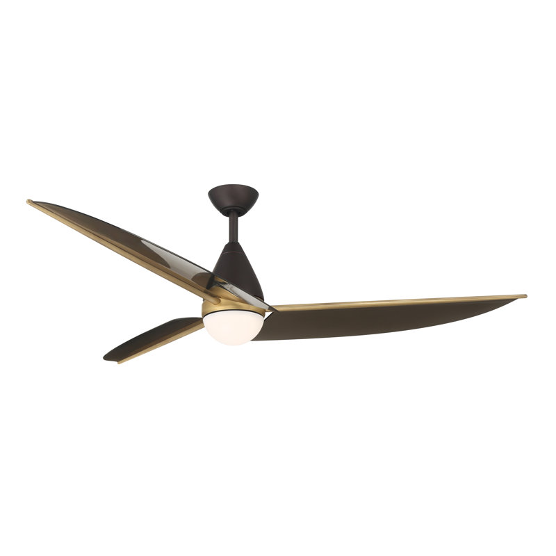 Lirden 65" 5CCT LED Ceiling Fan, Black, Brown Smoke