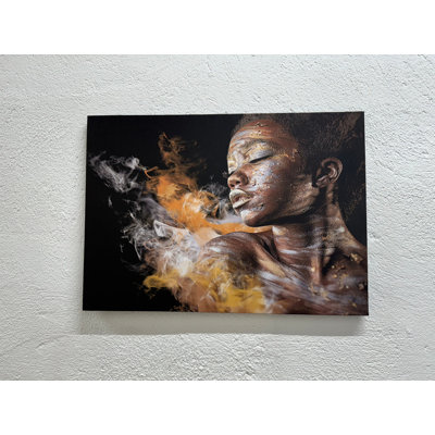 Art africain africain en verre trempé, décor de toile imprimée beauté, 1P encadrée noire
