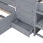 Lit mezzanine simple en L et lit plateforme simple avec 7 tiroirs et garde-corps complets en L (gris)