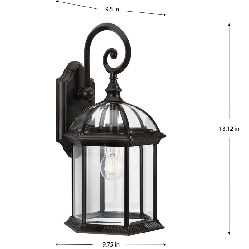 Wall Light, Antique Bronze, 18.12" H x 9.75" W x 9.50" D