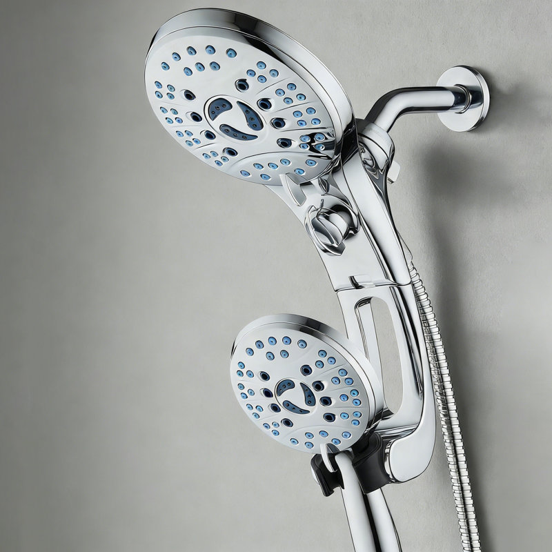 6-Setting 6" Shower Head, 8-Setting 5-Zone Hand Shower ,6 Ft Hose, 1.8 Gallons Per Minute, Chrome