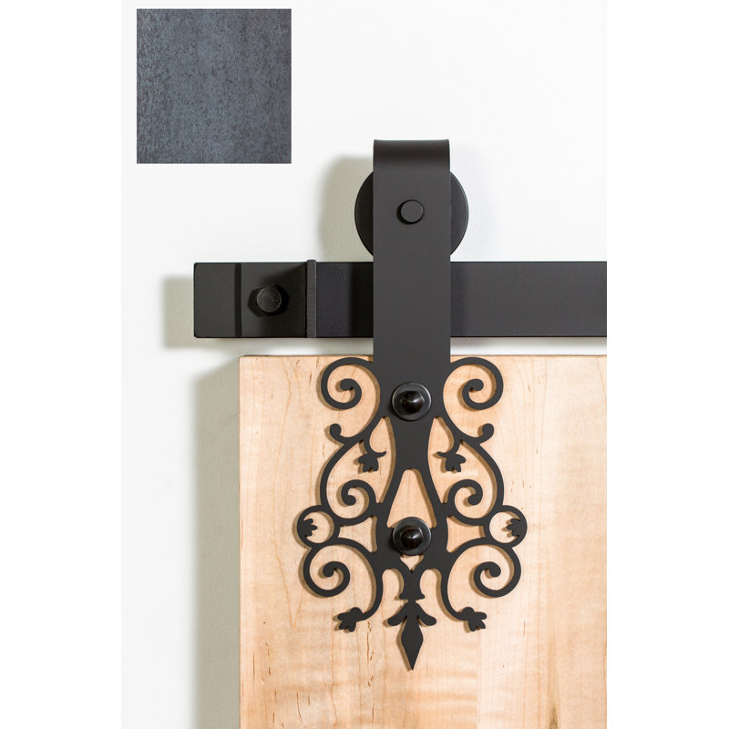 Ensemble de quincaillerie pour porte de grange simple standard Wrought Premium, 84 po, Couche transparente