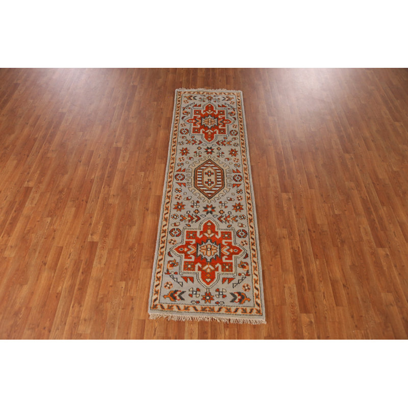 Tapis de couloir indien à motif géométrique 2 x 8