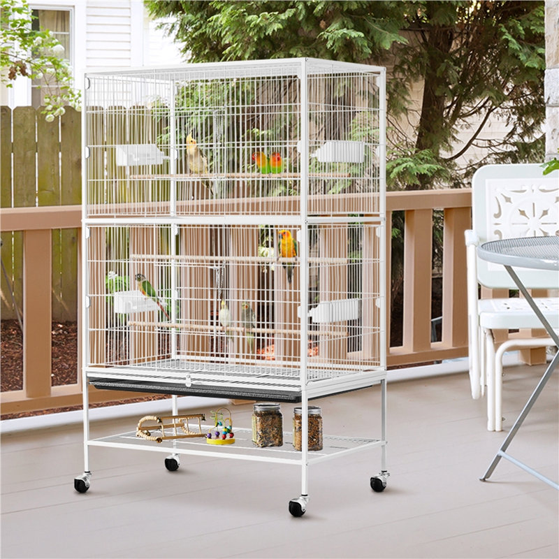 Cage en métal avec roulettes H 52 po Sevigny, Blanc