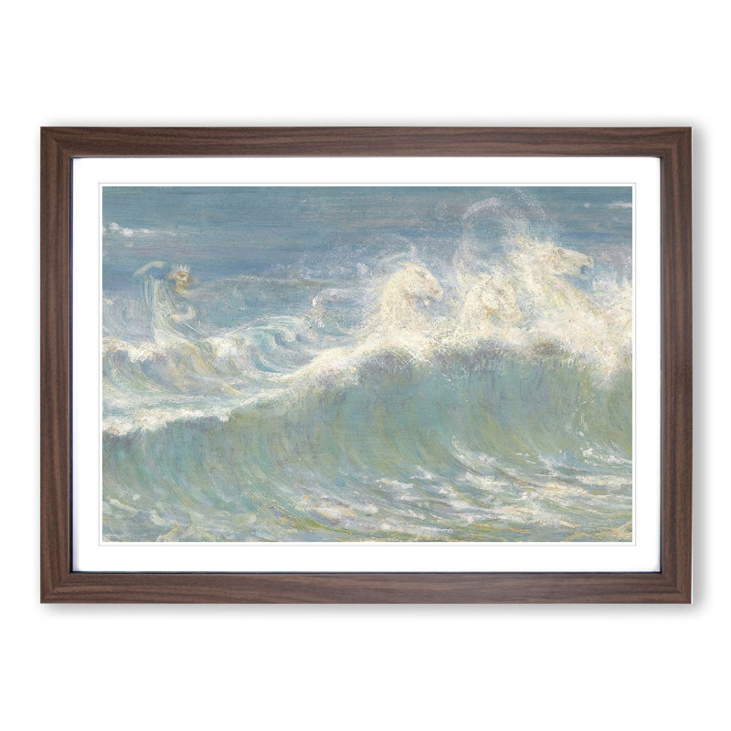 XX-A-1289X Neptunes Horses by Walter Crane - Picture Frame Painting, 36cm H x 48cm W x 2cm D, Walnut Framed