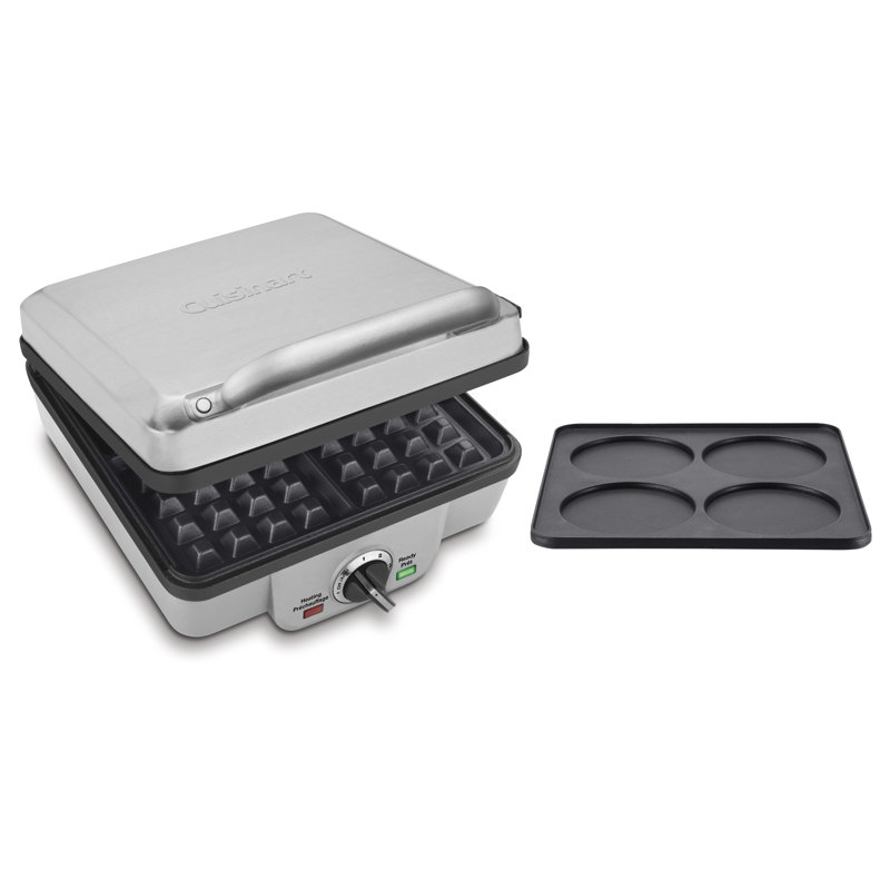 Gaufrier belge Cuisinart avec plaque à crêpes, assiettes amovibles antiadhésives, argent (waf-350c)