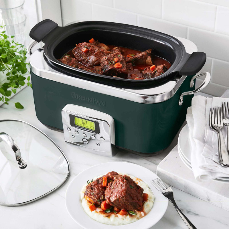 GreenPan Elite Ceramic Nonstick 6-Quart Slow Cooker, Oxford Blue