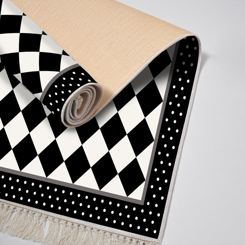 Tapis noir / blanc Wava, Rectangle 5 pi 11 po x 9 pi 2 po