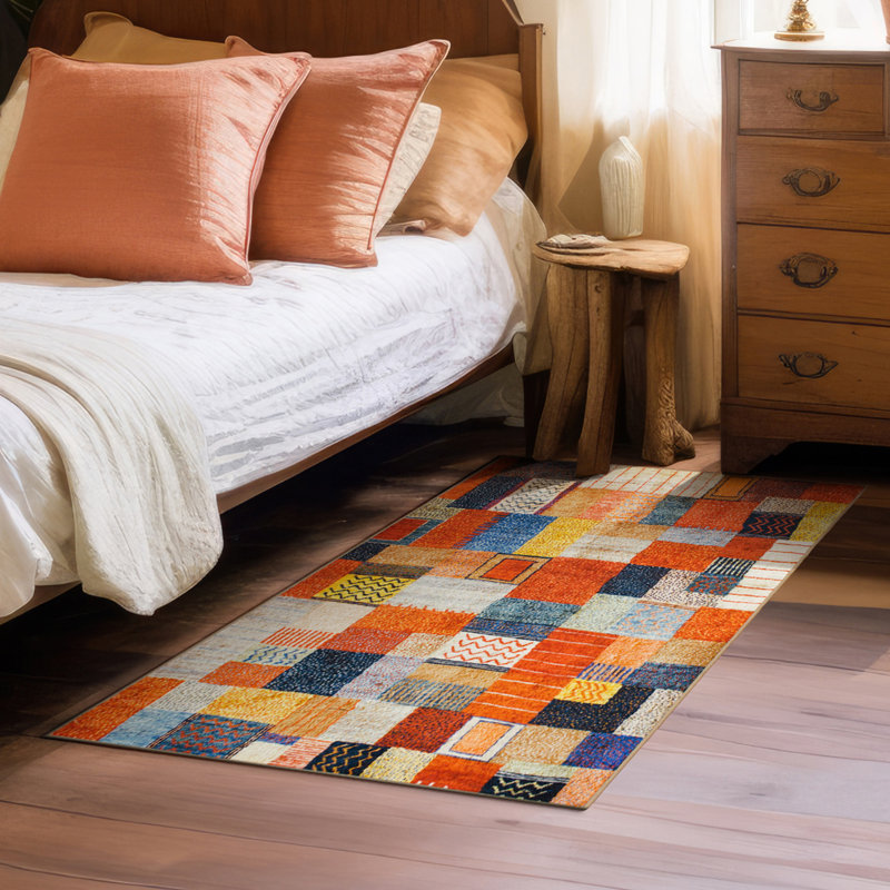 Patchwork Multicolor Performance Flatweave Washable Patchwork Indoor / Outdoor Rug, Rectangle 3' x 5'