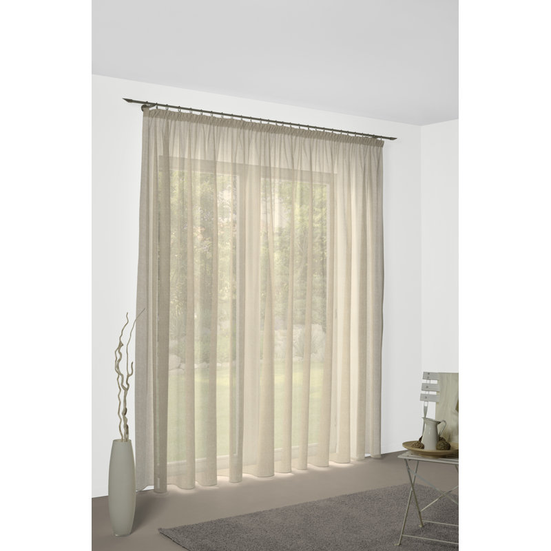 Angelinea Semi Sheer Door Curtain Single Panel, 245cm H x 135cm W, Sand