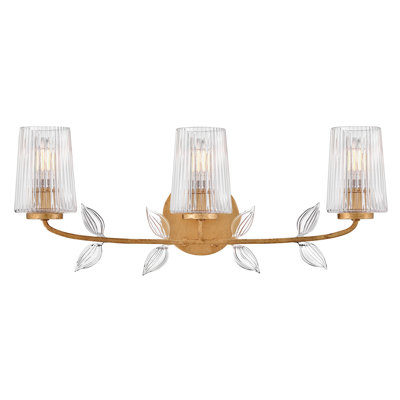 Romantic Three Light Ribbed Glass Vanity Light
