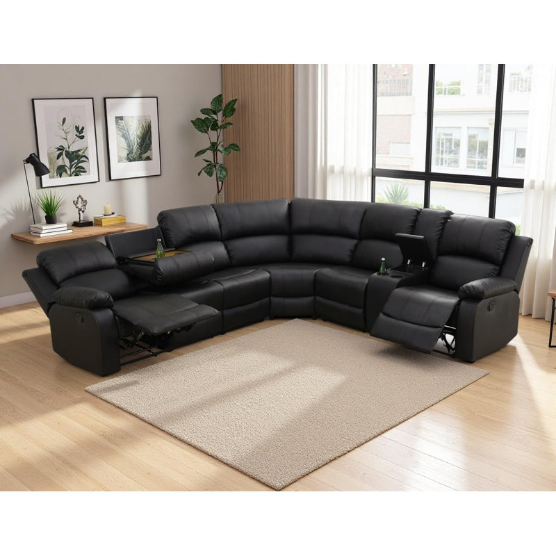 3-Piece Upholstered Living Room Reclining Sectional Sofa Set