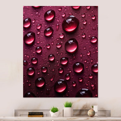 Red Rose, Raindrops - Metal Wall Decor
