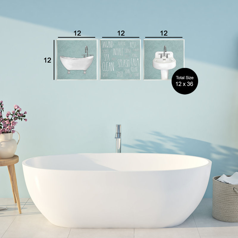 Simple Bubble Bath Typography 3pc Wall Plaque Set, design by Matthew Piotrowicz