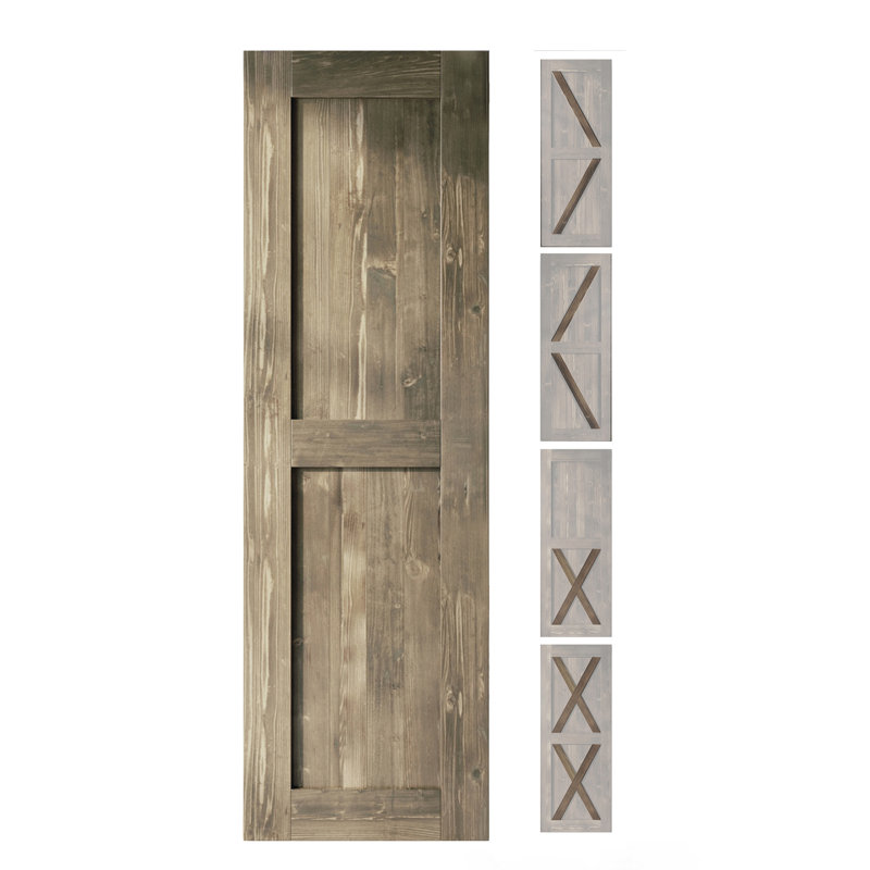 Porte de grange 84 po en bois massif semi-lustré sans quincaillerie d'installation 84 po, 30 po x 84 po