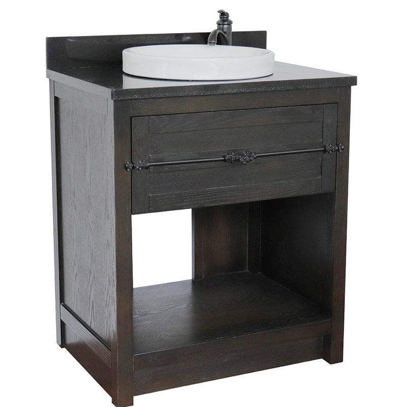 Ensemble de meuble-lavabo simple 31 po Zimmerman, Brun cendré, Noir galaxie