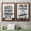 «Bath Time», ensemble de 2 encadrements d'art textuel sur toile-875525113-875525115