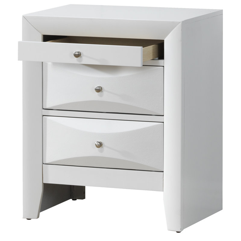 Marilla 3 Drawer Wood Nightstand, White