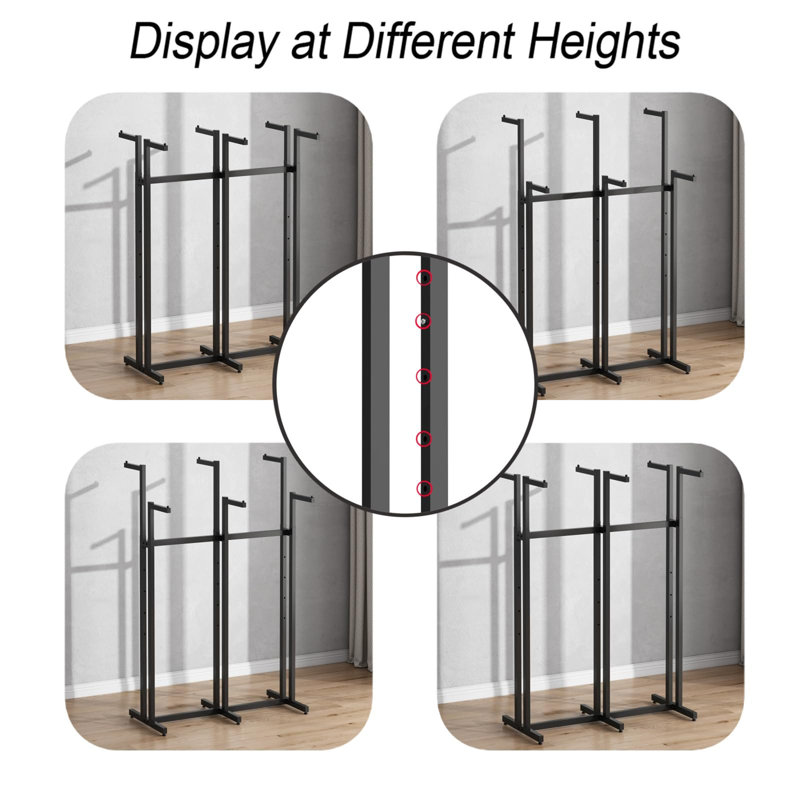 Black Adjustable Metal Freestanding Heavy Duty Garment Rack