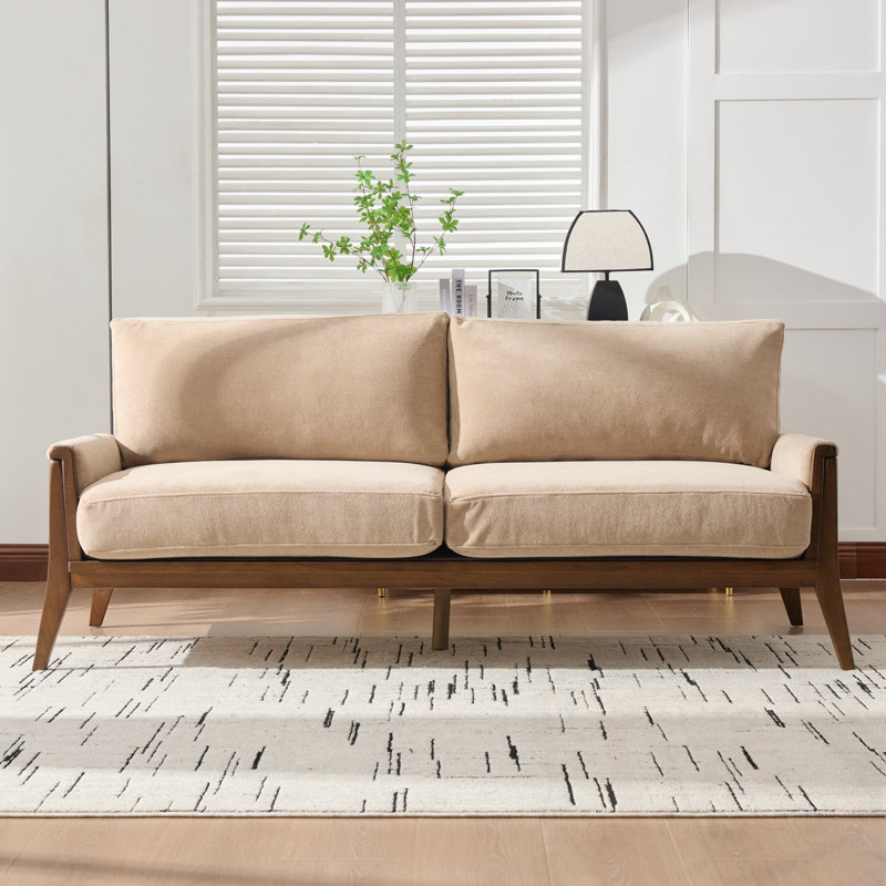 Hester moderne en tissu avec structure en bois robuste, Chameau